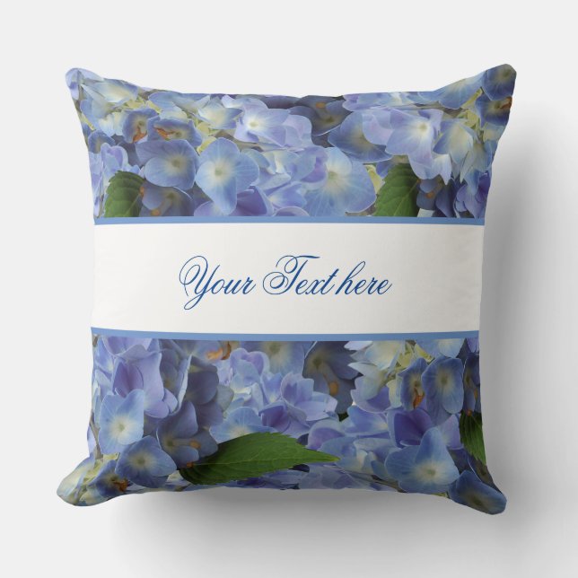 Coussin fleurs motif en bleu (Recto)