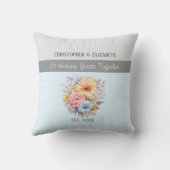 Coussin fleurs noces d'argent 25e bleu (Verso)