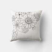 Coussin Fleurs noir et blanc (Verso)