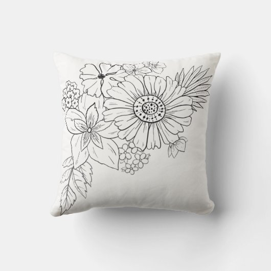 Coussin Fleurs noir et blanc (Verso)