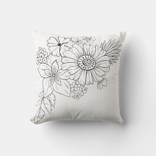 Coussin Fleurs noir et blanc (Recto)