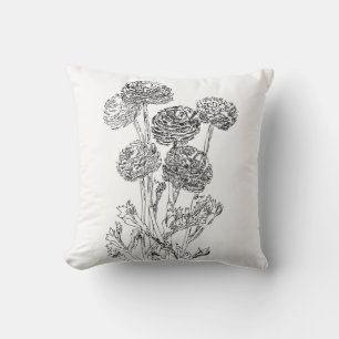 Coussin Fleurs noires et blanches