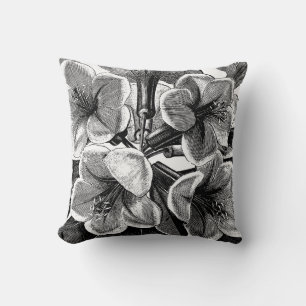 Coussin Fleurs noires et blanches