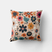 Coussin Fleurs noires oranges Motif Arrière - plan de beig (Verso)