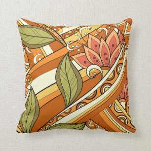 Coussin Fleurs Orange Blanches Élégantes Et Fleurs