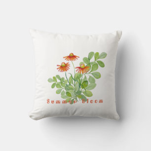 Coussin Fleurs orange d'aquarelle