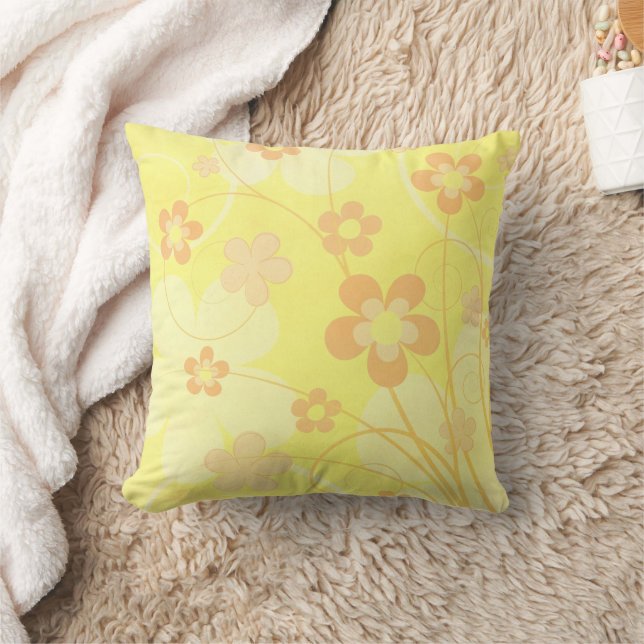 Coussin Fleurs orange jaune Simple mignon été Floral (Couverture)