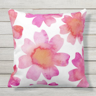 Coussin Fleurs oranges roses