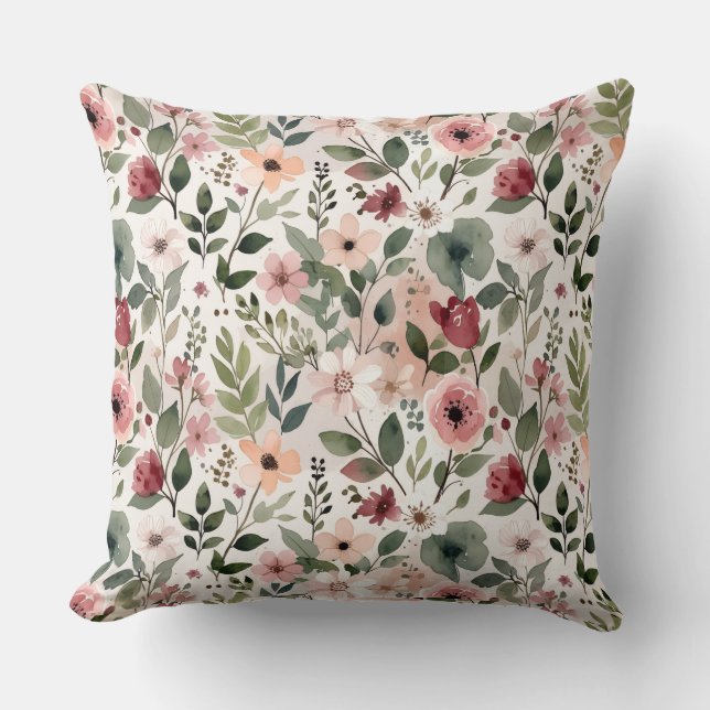 Coussin Fleurs peintes à la main dans l'élégance moderne d (Recto)