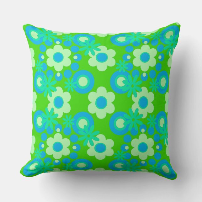 Coussin Fleurs Perles Donuts Spearmint Blue Apple Green (Recto)