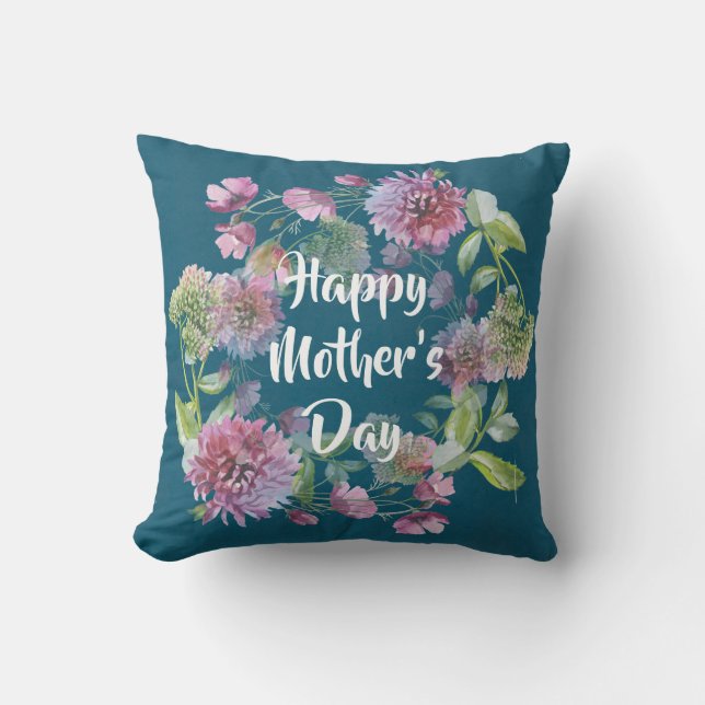 Coussin Fleurs personnalisées de la fête des mères (Recto)