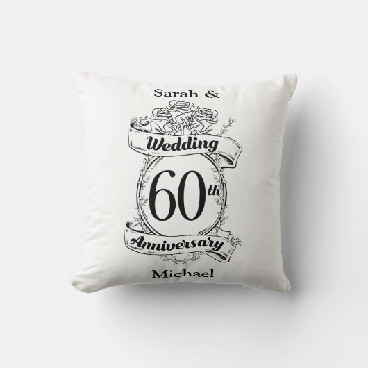 Coussin Fleurs pour les 60 ans de mariage de diamant (Recto)