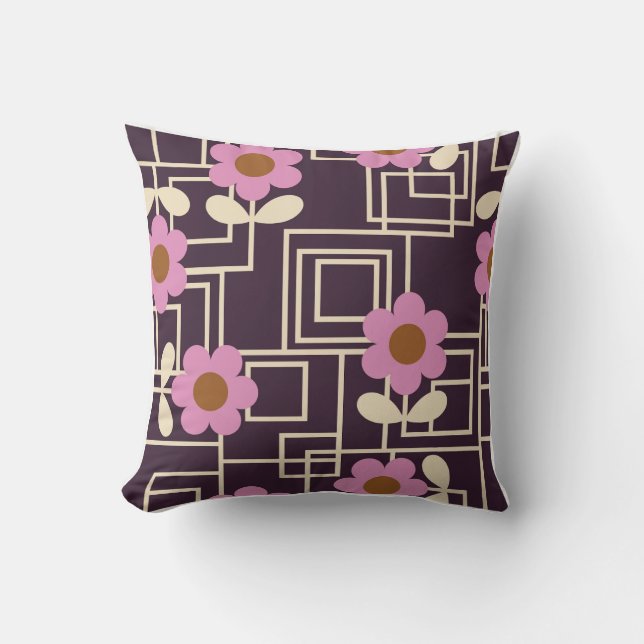 Coussin fleurs pourpres orla kiely (Recto)