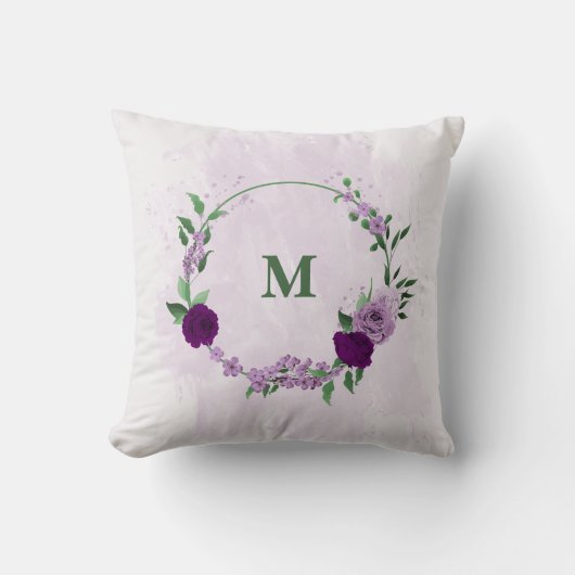 Coussin fleurs pourpres verdure (Recto)