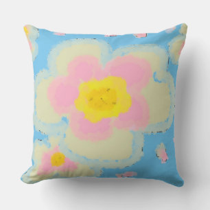 Coussin Fleurs printanières Bleu et rose