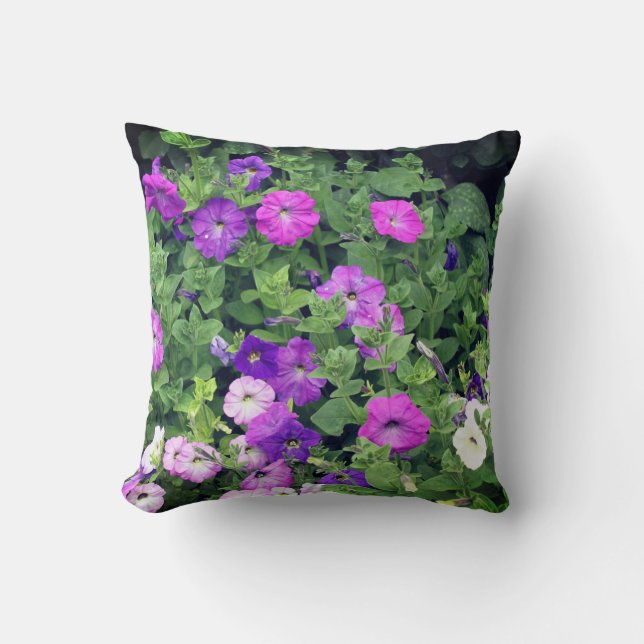 Coussin Fleurs printanières Purple Pétunia Fleurs florales (Recto)