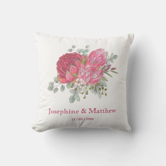 Coussin Fleurs Protea et Mariage Waratah (Recto)