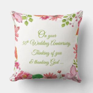 Coussin Fleurs religieuses du 50e anniversaire du Mariage
