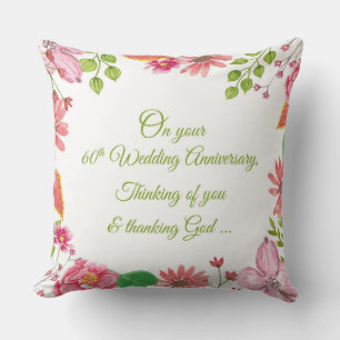 Coussin Fleurs religieuses du 60e anniversaire du Mariage