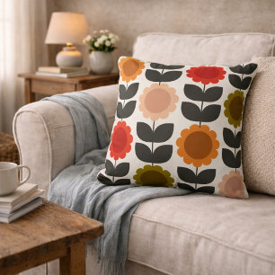 Coussin Fleurs rétro groovy modernité du milieu du siècle