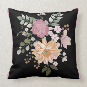 Coussin Fleurs réversibles Foliage noir vert Arrière - p