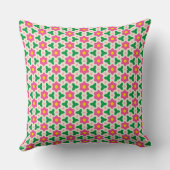 Coussin Fleurs rose chaud Mod avec floral géométrique vert (Verso)