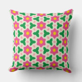Coussin Fleurs rose chaud Mod avec floral géométrique vert (Recto)