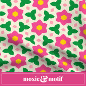 Coussin Fleurs rose chaud Mod avec floral géométrique vert