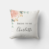 Coussin Fleurs rose gold et eucalyptus pour Baby Shower (Recto)