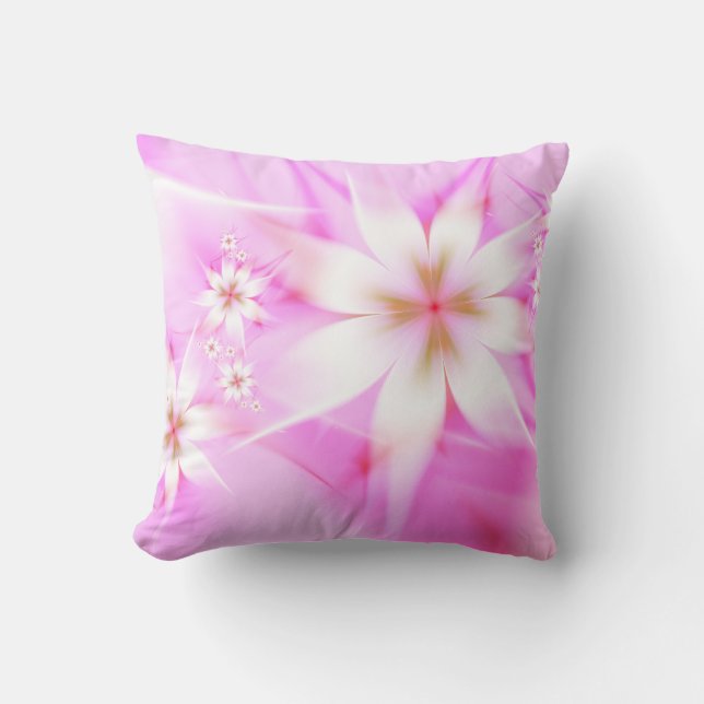 Coussin Fleurs roses blanches Abstraites florales (Recto)