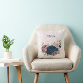 Coussin fleurs roses bleu marine  (Chaise)