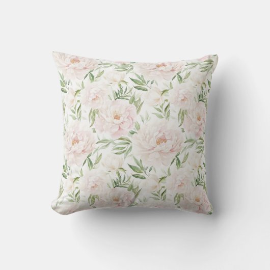 Coussin Fleurs roses blush romantiques (Recto)