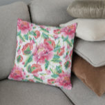 Coussin Fleurs roses brillantes Fille Motif<br><div class="desc">Élégantes fleurs rose vif et feuilles vertes motif sans couture. Arrière - plan blanc modifiable.</div>