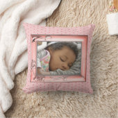 Coussin Fleurs roses Cadre Photo Famille Image Points rose (Couverture)