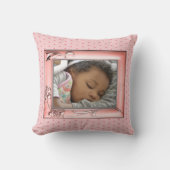 Coussin Fleurs roses Cadre Photo Famille Image Points rose (Recto)