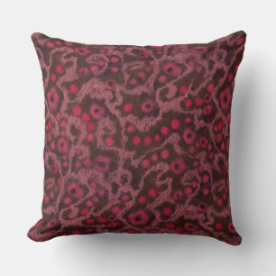 Coussin Fleurs roses, Courbes bleues, feutre fibre art mot