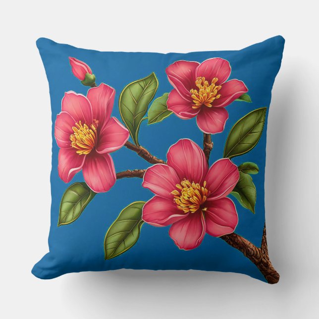 Coussin Fleurs roses Décoration de maison esthétique Botan (Recto)