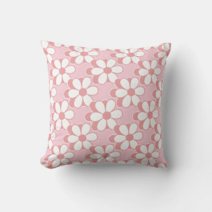 Coussin Fleurs roses et blanches modernes sur rose clair