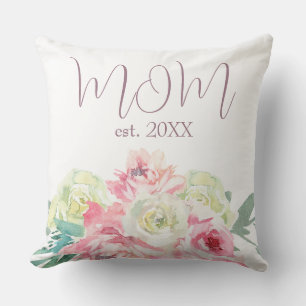 Coussin Fleurs roses et blanches pour maman