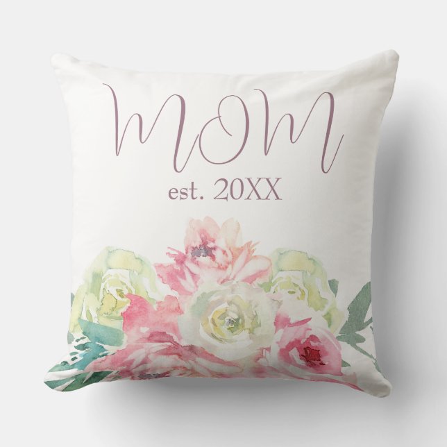 Coussin Fleurs roses et blanches pour maman (Recto)
