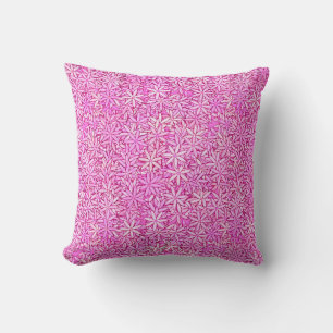 Coussin Fleurs roses et orchidées, fond orchidée