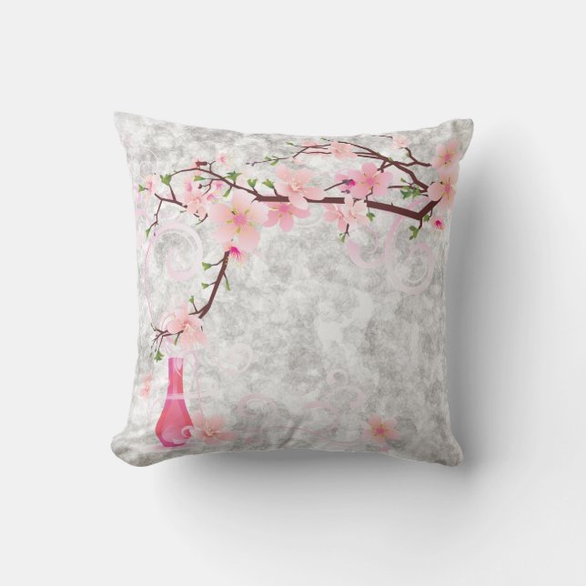 Coussin Fleurs roses et Vase American MoJo Pill (Recto)
