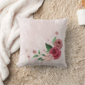 Coussin fleurs roses feuilles vertes (Couverture)