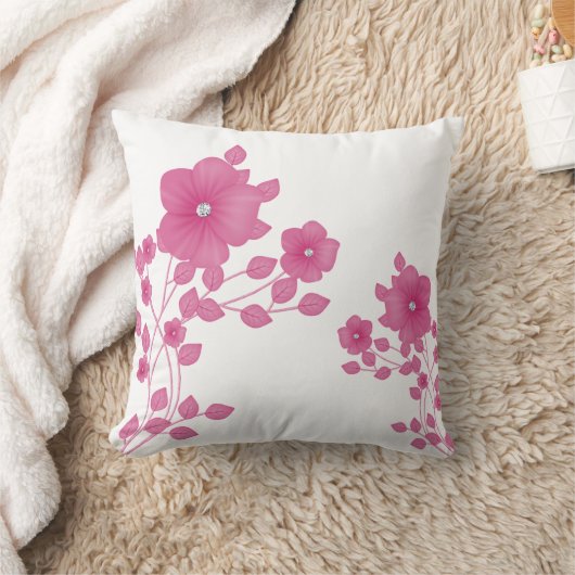 Coussin Fleurs roses Gem Diamond Sparkly (Couverture)