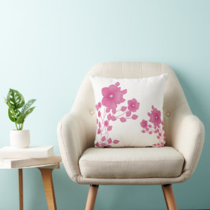 Coussin Fleurs roses Gem Diamond Sparkly