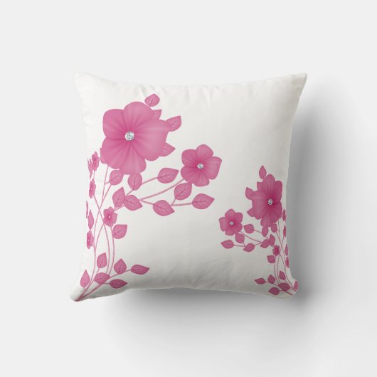 Coussin Fleurs roses Gem Diamond Sparkly (Verso)