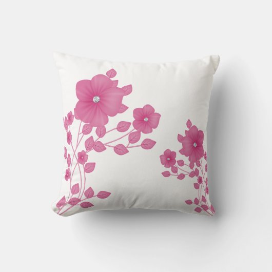 Coussin Fleurs roses Gem Diamond Sparkly (Recto)