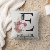 Coussin Fleurs roses modernes initiales E (Couverture)