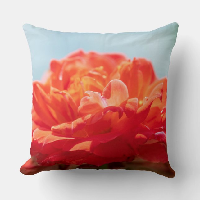 Coussin Fleurs roses orange (Recto)