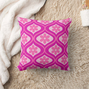 Coussin Fleurs roses rétro sur motif ogee du milieu du siè